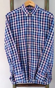TM Lewin Herren Hemd blau rosa weiß kariert ägyptische Baumwolle Größe L - Bild 1 von 6