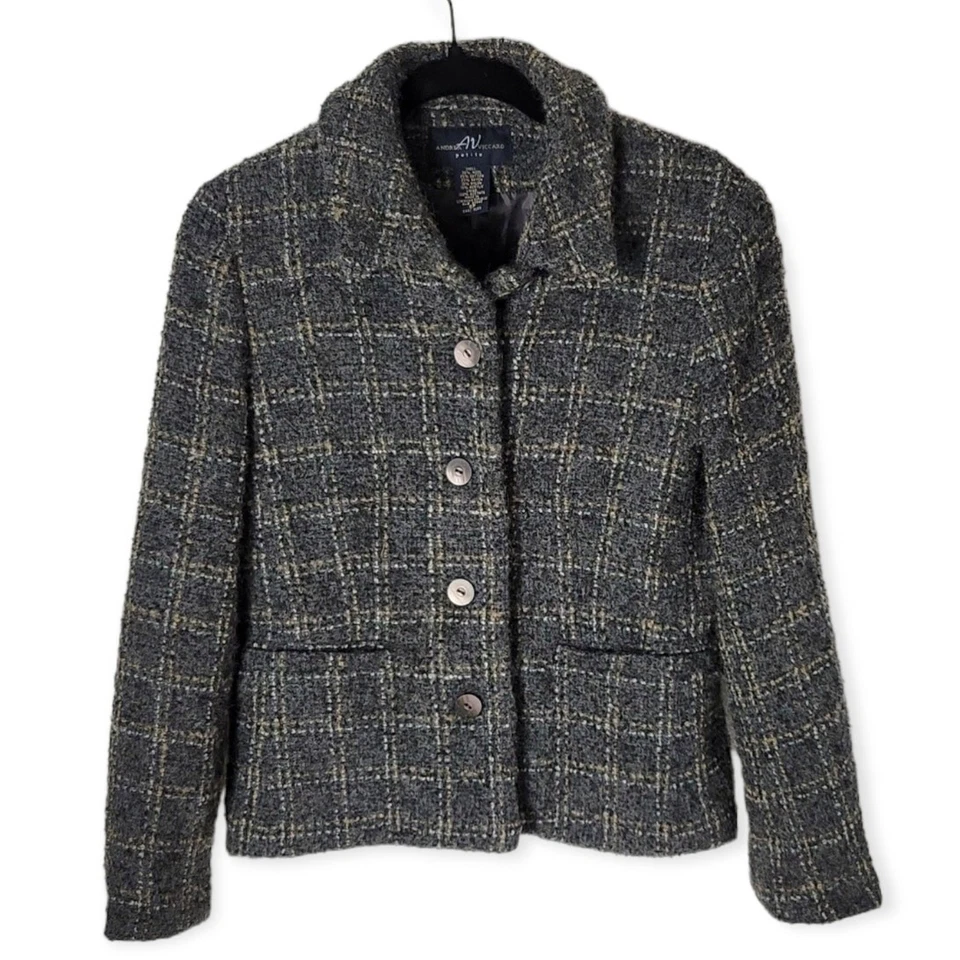 Блейзер Andrea Viccaro серый шерстяная смесь сетка на пуговицах размер 6 миниатюрный карьерный - Изображение 1 из 4