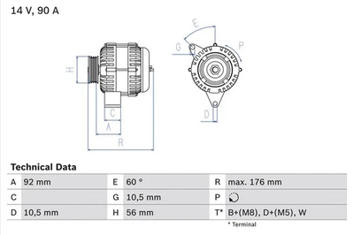 Generatore alternatore Bosch Lima 0 986 038 170 +40,35 € deposito per SPRINTER T1 - Immagine 1 di 4
