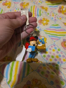 Disney Mickey Mouse Figure Bird Watching Retro Keychain, New Old Stock PVC - Picture 1 of 7