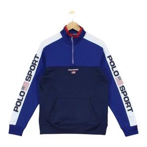 Ralph Lauren Polo Sport 1/4 Zip Sweatshirt Boys Size XL Blue Spell Out - Picture 1 of 15