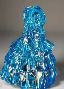 Wheaton Iridescent Blue Carnival Glass Southern Belle Figurine 1960 - Picture 1 of 12