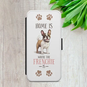 FLIP CASE FOR IPHONE SAMSUNG GOOGLE DOG FRENCHIE FUNNY GIFT WALLET PHONE COVER - Picture 1 of 13