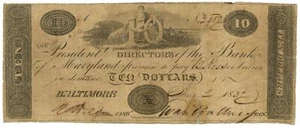 1832 Bank of Maryland Baltimore MD $10 No.2412 (L2445) - Picture 1 of 2