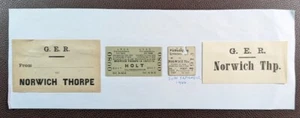 1944 Railway LNER Holt & Furlough Tickets & GER Norwich Thorpe Luggage Labels - Picture 1 of 2