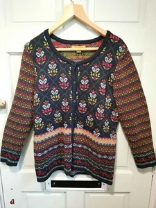 April Cornell Floral Cardigan M Navy Warm - Picture 1 of 6