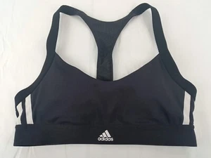 Adidas Womens All Me 3 Stripes Sports Bra Padded Small Black Racerback Training - Picture 1 of 15