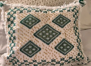 authentic Moroccan handmade embroidery beaded  pillow cover - Picture 1 of 9