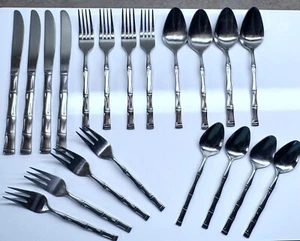 SILVERWARE ~ VTG MCM HAWAII TIKI BAR BAMBOO FLATWARE ~ 4pc Pl Setting KOREA VGC - Picture 1 of 5