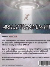 Alien ABDUCTION PERMIT drivers license - for fans of UFO X-Files fun fake id car