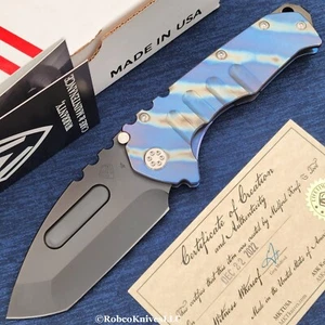 Medford Praetorian T CPM-S45VN PVD Tanto Blade Flamed / Blue Titanium Handles 01 - Picture 1 of 6