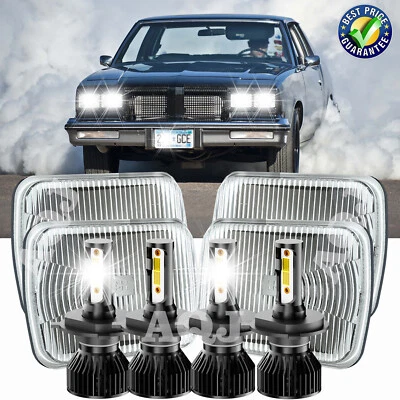 4pcs 4x6" Led Headlights Hi/Lo Beam For 1980-1988 Oldsmobile Cutlass Ciera H4 - Image 1 of 4