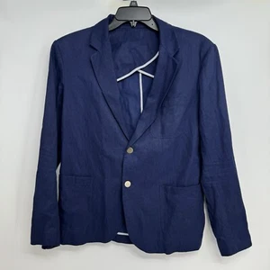 Vince 2 Button Linen Blend Casual Sport Coat Blazer Men’s M Blue Unstructured - Picture 1 of 8