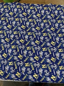 fabric by the yard cotton Navy Mascot print - Picture 1 of 1