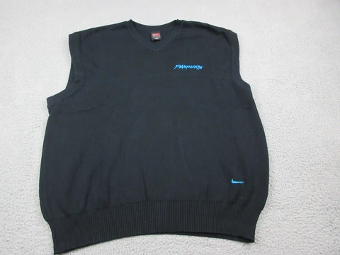 Carolina Panthers Sweater Mens Large Black Vest Logo Nike NFL Football Mens Cover