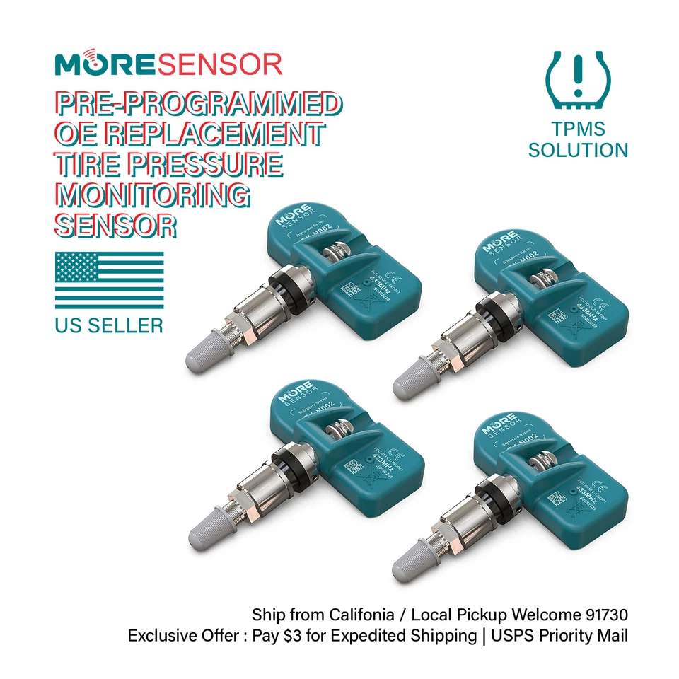 433 MHz TPMS Tire Sensor Clamp In| BMW Mini 36106856209 36106881890 | 4 Pack - Image 1 of 4