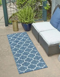 Unique Loom Outdoor Trellis Collection Area Rug (2' x 6' 1" Runner, Navy Blue... - Picture 1 of 12