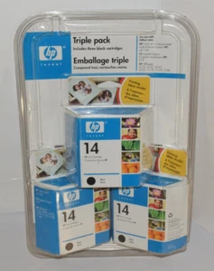 HP 14 czarne wkłady atramentowe do drukarek potrójne 3-pak NOWE Deskjet OfficeJet 8 / 2006 - Zdjęcie 1 z 8