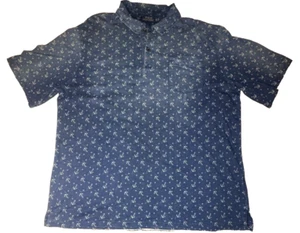 Polo Ralph Lauren Anchor Print Shirt Mens 2XLT Vintage Navy White Polo Pocket - Picture 1 of 7