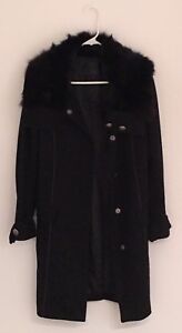 Eryn Brinie Black Coat with rabbit fur - XS