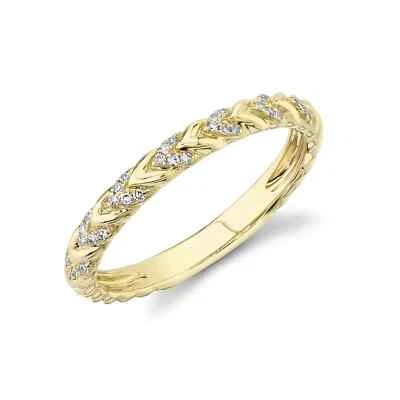 14K Yellow Gold Diamond Ring Band 0.08 CT Natural Round Cut Womens Size 7 - Image 1 of 4