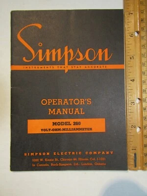 Simpson V.O.M Model 260 Operator's Manual  ~ Original - Image 1 of 4