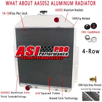 4Row Aluminum Radiator Fit 1942-1952 Ford F1 F2 F3 1 1/2 3/4 Ton Pickup 3.5/3.6L - Image 1 of 4