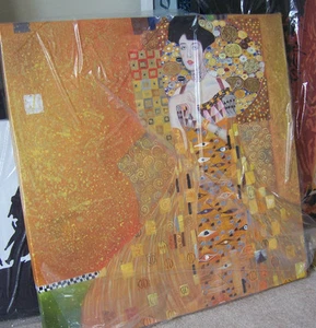 Klimt Adele Mujer en Oro Pintura al Óleo 24x24 Caja enmarcada y lista para colgar decoración - Imagen 1 de 1