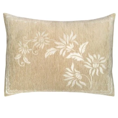 Chenille Cream Floral (Cream Mum Flower) 22"x30" Porch Pillowcase Cushion Cover - Image 1 of 4