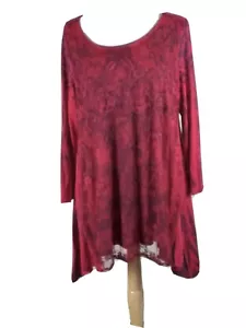 Blusa para mujer Cal Style XL roja negra multicolor manga 3/4 hecha en EE. UU. - Imagen 1 de 9
