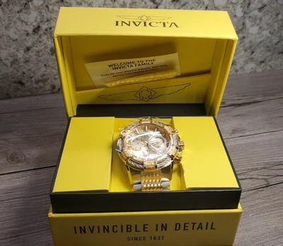 Reloj cronógrafo suizo Invicta Bolt dorado de acero inoxidable para hombre nuevo en caja Foto 1 de 4