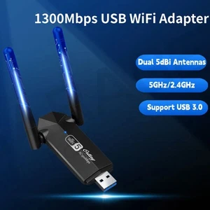 1300Mbps Wireless Wifi Adapter USB 3.0 Long Range Dongle 5G for Laptop Desktop - Picture 1 of 6