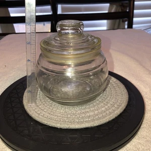 Vtg KIG 1970s Clear Glass Candy Jar Canister 5" Tight Seal Excellent  - (TH-1) - Picture 1 of 12