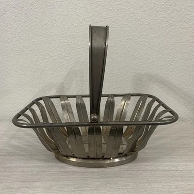 Soporte de canasta de alambre de metal vintage con mango diseño Sunburst decoración de mesa almacenamiento Foto 1 de 4