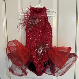 Disfraz Weissman Showgirl Rojo Baile SC Niño Pequeño Lentejuelas Plumas Halter - Imagen 1 de 16
