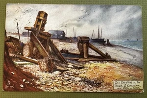 1918 Deal, Old Capstans Kingsdown Beach Kent, Vintage Colour Image Postcard - Picture 1 of 2