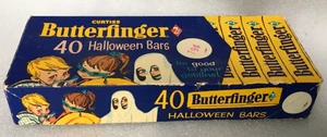Vintage BUTTERFINGER Schokodose Halloween Riegel Geist Kobold Süßigkeiten leer 2 Cent - Bild 1 von 17