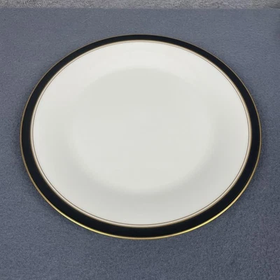 Noritake Ivory China Ivory and Ebony 7274 Dinner Plate Black Gold Band Japan - Image 1 of 4