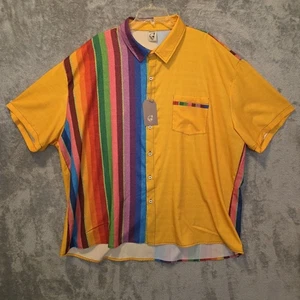 Camicia Hardaddy uomo 4XL colorblock elasticizzata bottoni manica corta colletto arcobaleno - Foto 1 di 17