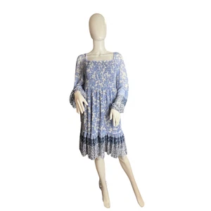 Maison Tara Dress 14 Floral Boho Chic Smocked Paisley Cottagecore Tiered Mini - Picture 1 of 13