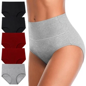 Women's High Waist Underwear Cotton Stretch Briefs Full Coverage Underwear So... - Picture 1 of 7