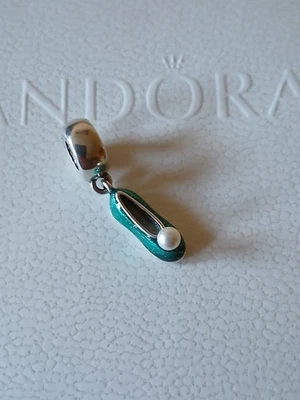 Original  Pandora Element, Charm Murano, retired, grün, Schuh m. Perle - Bild 1 von 2