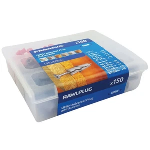 150pk Rawlplug UNO Universal Wall Plug & Screws Set For Multi-Purpose Fixings - Picture 1 of 7