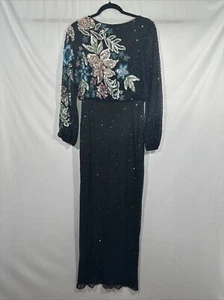 Nuevo con etiquetas Vestido Mac Duggal [4] 5615 Embellecido Multicolor Floral Cuello Alto #S1316 - Imagen 1 de 12