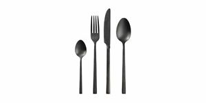 ERNESTO® Edelstahl-Besteck-Set 16-teilig schwarz aus rostfreien Edelstahl