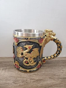Mittelalter Stil Drache verziert Edelstahl Kaffeetasse Becher mit Filzboden - Bild 1 von 8