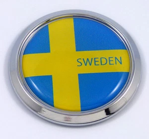 Sweden Swedish Round Flag Car Chrome Decal Emblem bumper Sticker bezel badge - Imagen 1 de 1