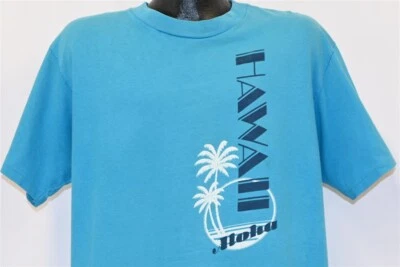 vintage 90s ALOHA HAWAII TROPICAL TEAL BLUE PALM TREES BEACH VACATION t-shirt XL - Image 1 of 4