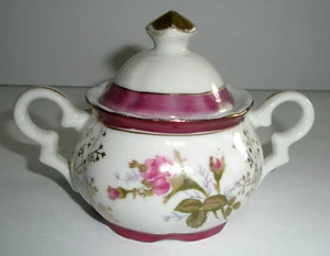Sugar Bowl with Lid Crimson Rose Gold Colored Made in Japan - Picture 1 of 6