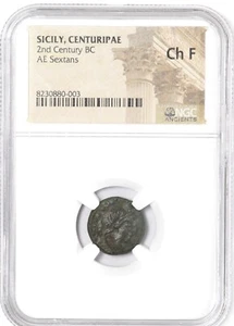 NGC CH F 2nd Century BC Sicily Centuripae AE Sextans Demeter Coin - Picture 1 of 3